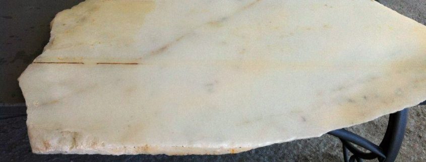Previously stained marble totally cleaned after treatment